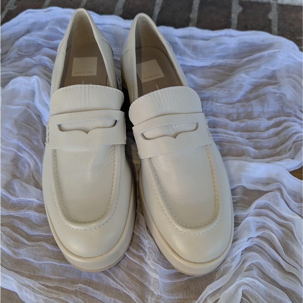 Dolce Vita Yanni Platform Loafer Shoes Round Toe Women's Cream Size‎ US 8